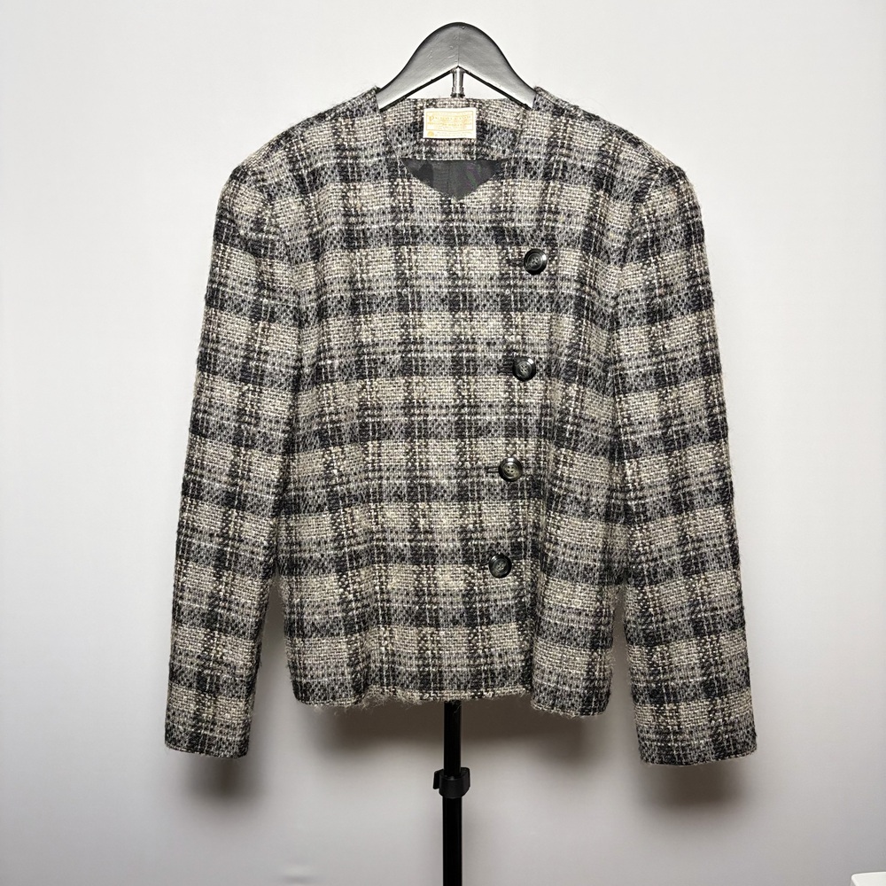 Pendleton Vintage Women's 100% Virgin Wool Plaid Tweed Jacket Size 12